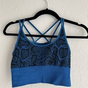 Blue and Black Snakeskin Women's Activewear Top